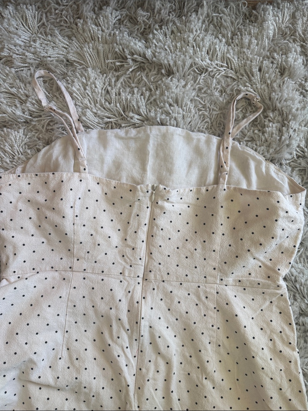 Cream Mini Wrap Dress Black Polka Dot Feminine Summer Vacation - Picture 8 of 8